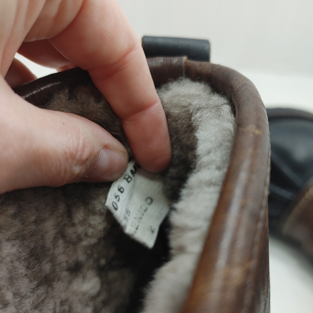 Frye Veronica Duck Engineer Shearling Lined Mid‎ Shaft Boot Black Brown 6.5 Warm - Picture 10 of 13